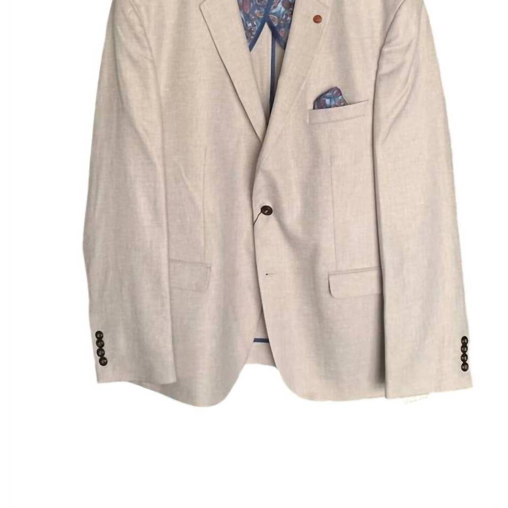 NEW MIZUMI COUTURE men's bold spot cotton blazer with floral silk lining in beig